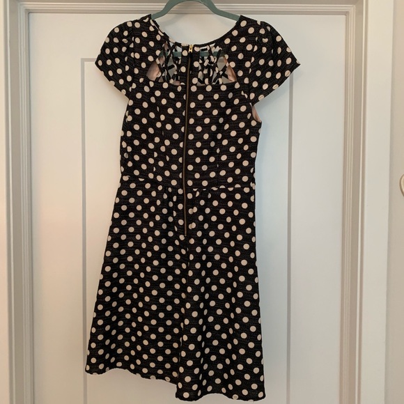 Anthropologie Black White Polka Dot FitFlare Dress - Picture 5 of 6
